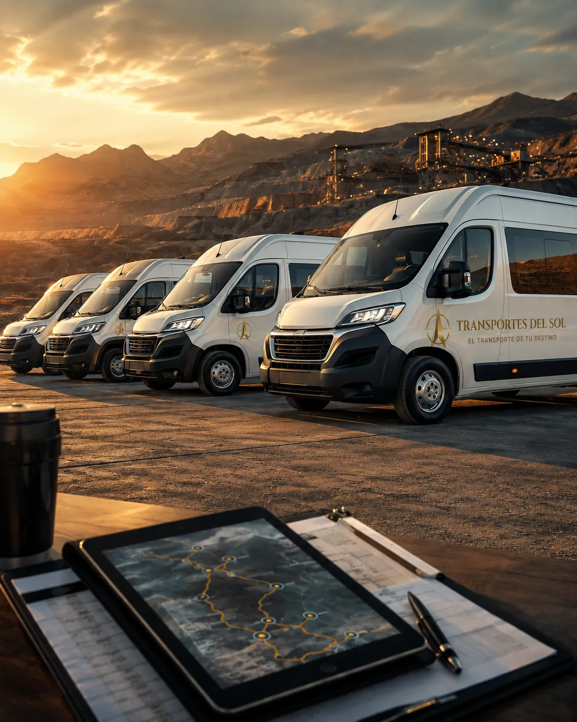 Vans de operación minera con planificación de rutas